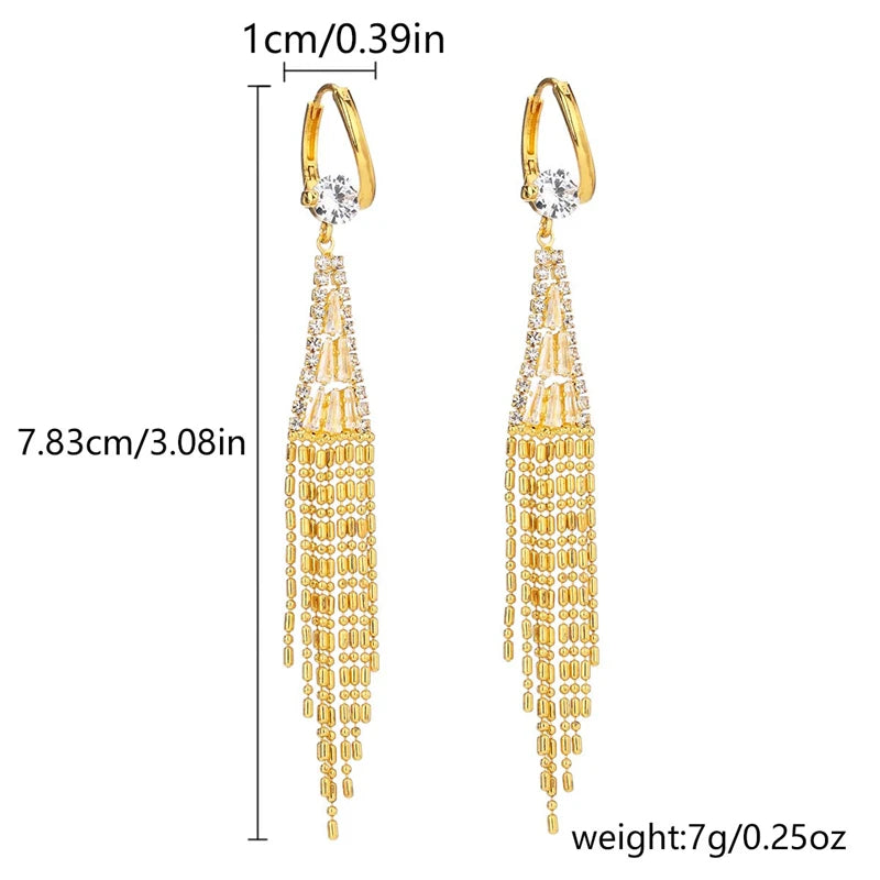 Luxury Zircon Long Tassel Earrings for Women | Exquisite Black Water Drop Earrings | Bridal, Party & Wedding Jewelry Gift