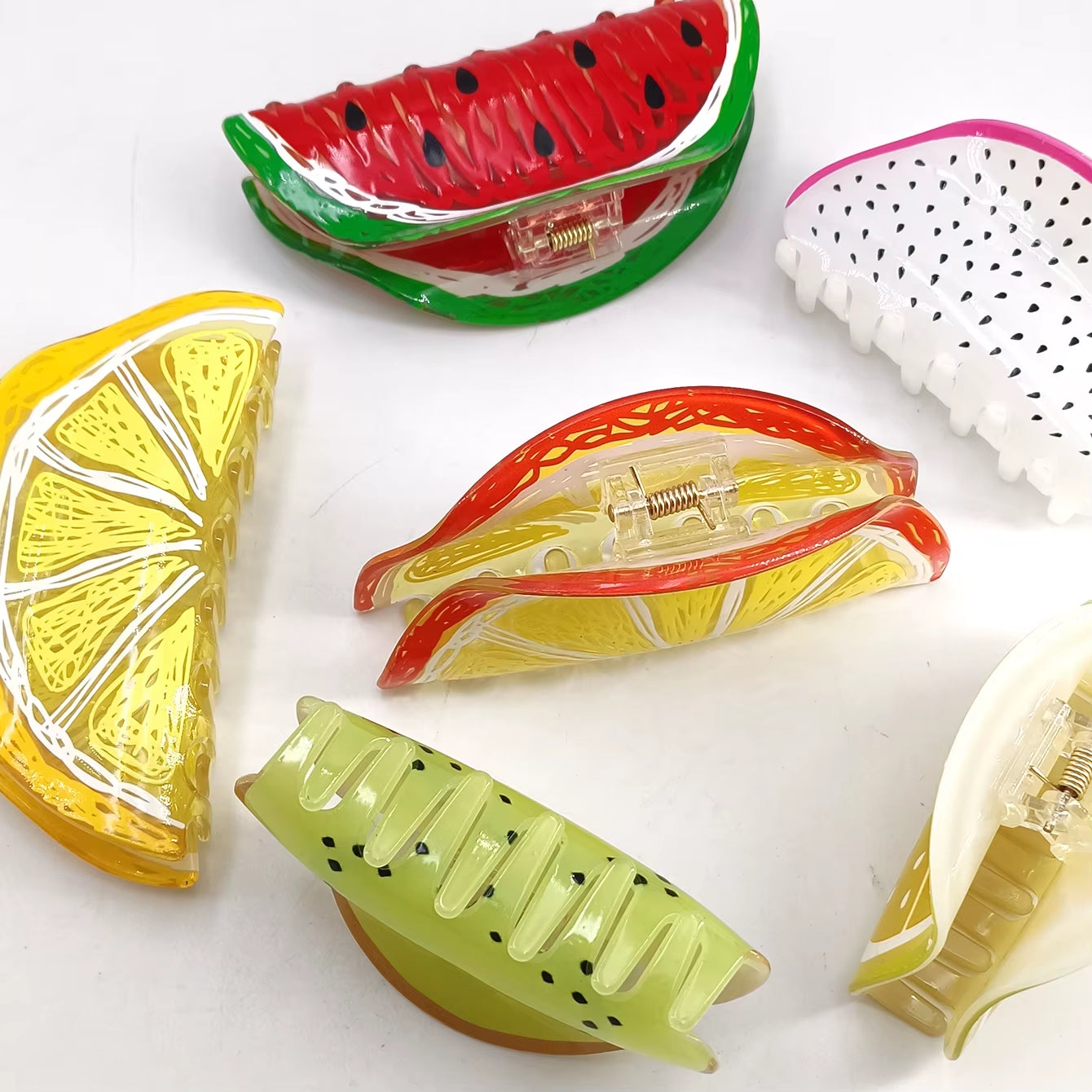 Acrylic Fruit Shark Hair Claw Clip | Cute Summer & Spring Korean Design | Creative Stylish Hair Accessory for Women & Salon Use