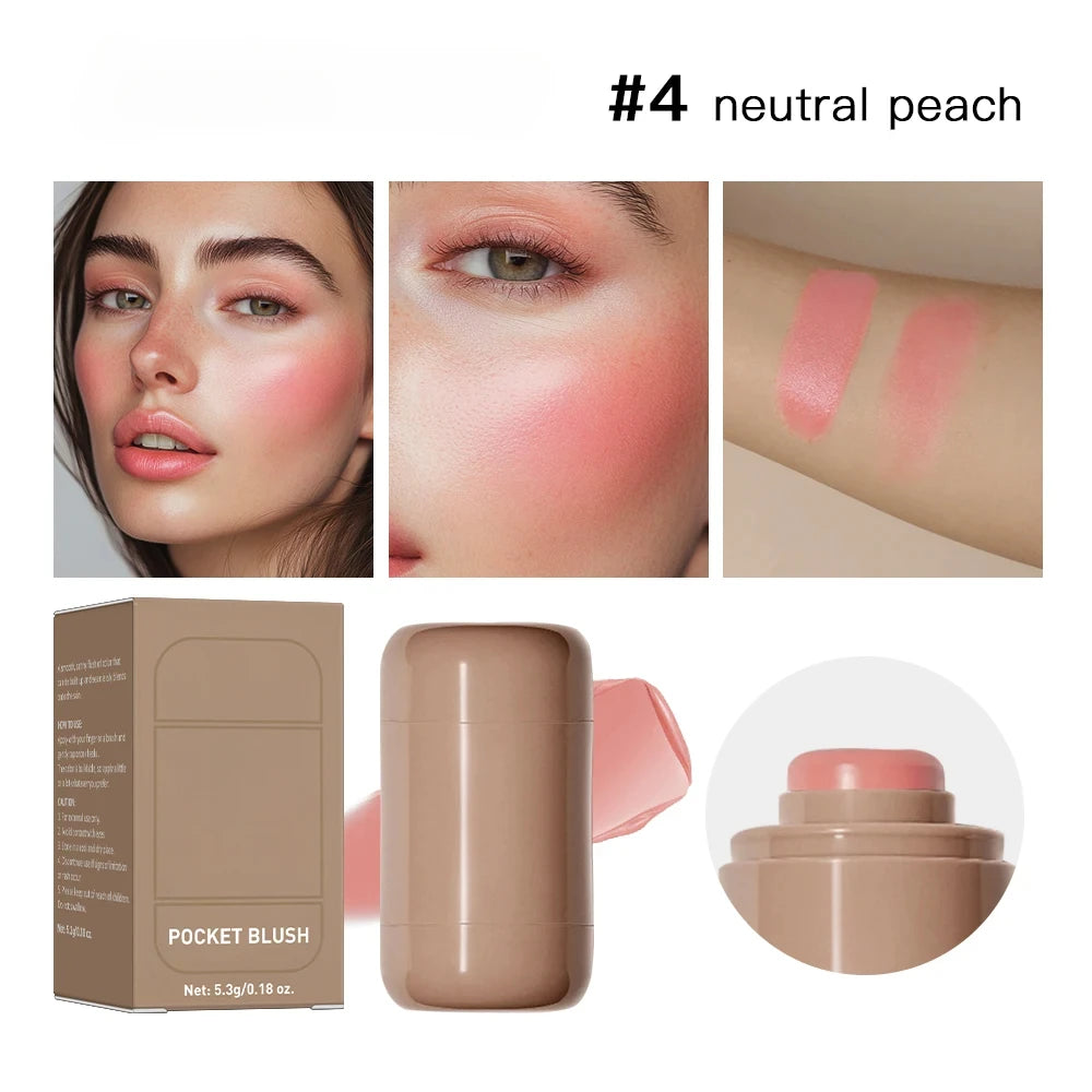3-in-1 Cheek & Lip Tinted Blush Stick | Waterproof Cream Rouge, Silky Matte Contour & Smooth Moisturizing Makeup