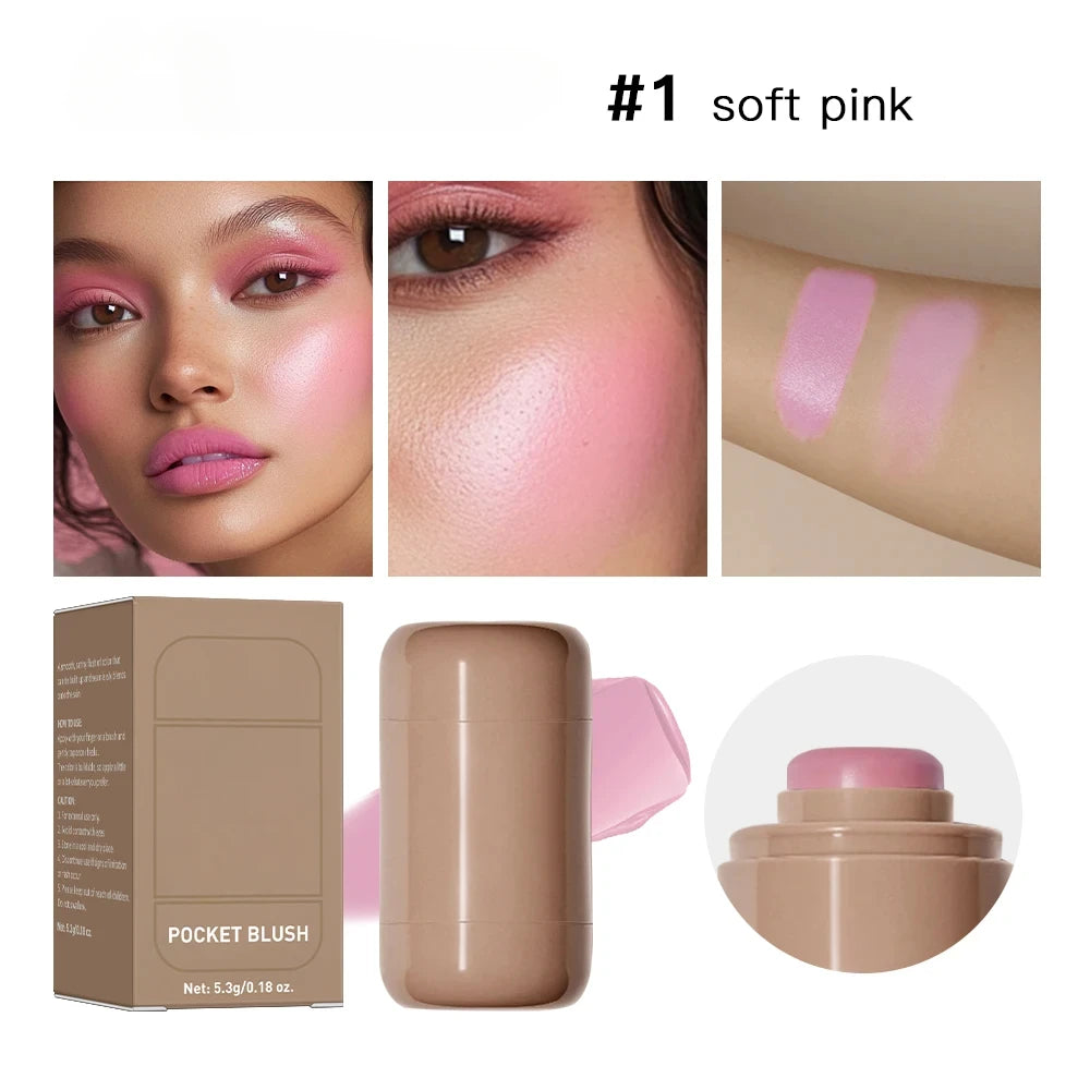 3-in-1 Cheek & Lip Tinted Blush Stick | Waterproof Cream Rouge, Silky Matte Contour & Smooth Moisturizing Makeup