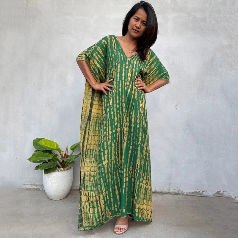 Women’s Beach Kaftan Dress | Half-Sleeve Swimsuit Cover-Up, Plus Size Caftan, Lightweight Bathing Suit Cover-Up for Summer