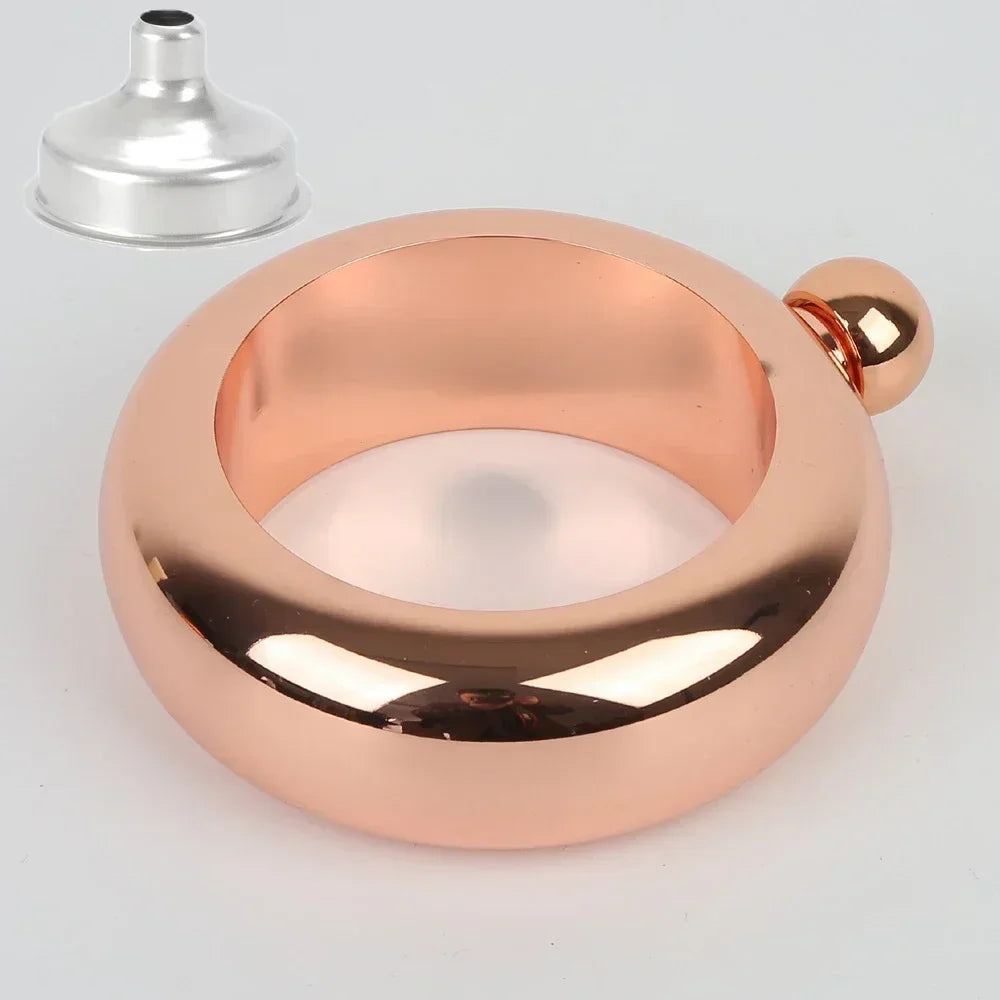 Stainless Steel Bangle Hip Flask with Funnel | 3.5oz Whiskey Bracelet Flask, Elegant Wine Bottle Bangle, Portable Drinkware for Women & Men