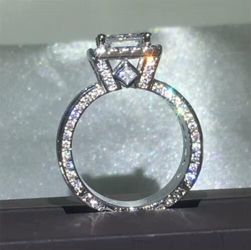 Vintage Princess Cut Zircon Ring | Silver Engagement & Wedding Ring for Women & Men | AAAA Zircon Anniversary Jewelry
