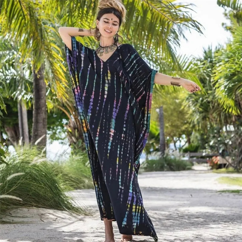 Women’s Beach Kaftan Dress | Half-Sleeve Swimsuit Cover-Up, Plus Size Caftan, Lightweight Bathing Suit Cover-Up for Summer