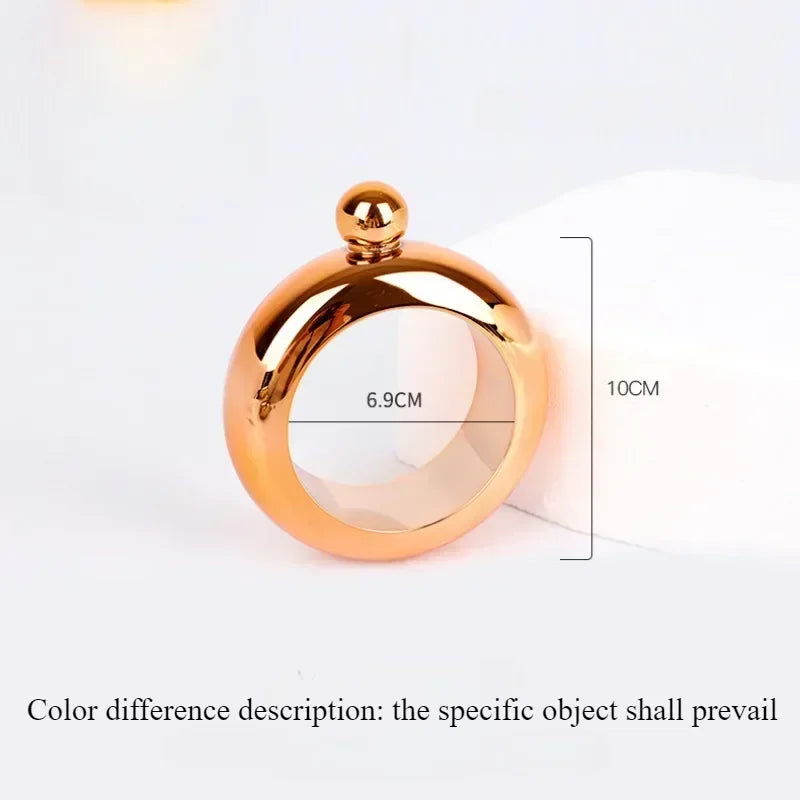 Stainless Steel Bangle Hip Flask with Funnel | 3.5oz Whiskey Bracelet Flask, Elegant Wine Bottle Bangle, Portable Drinkware for Women & Men