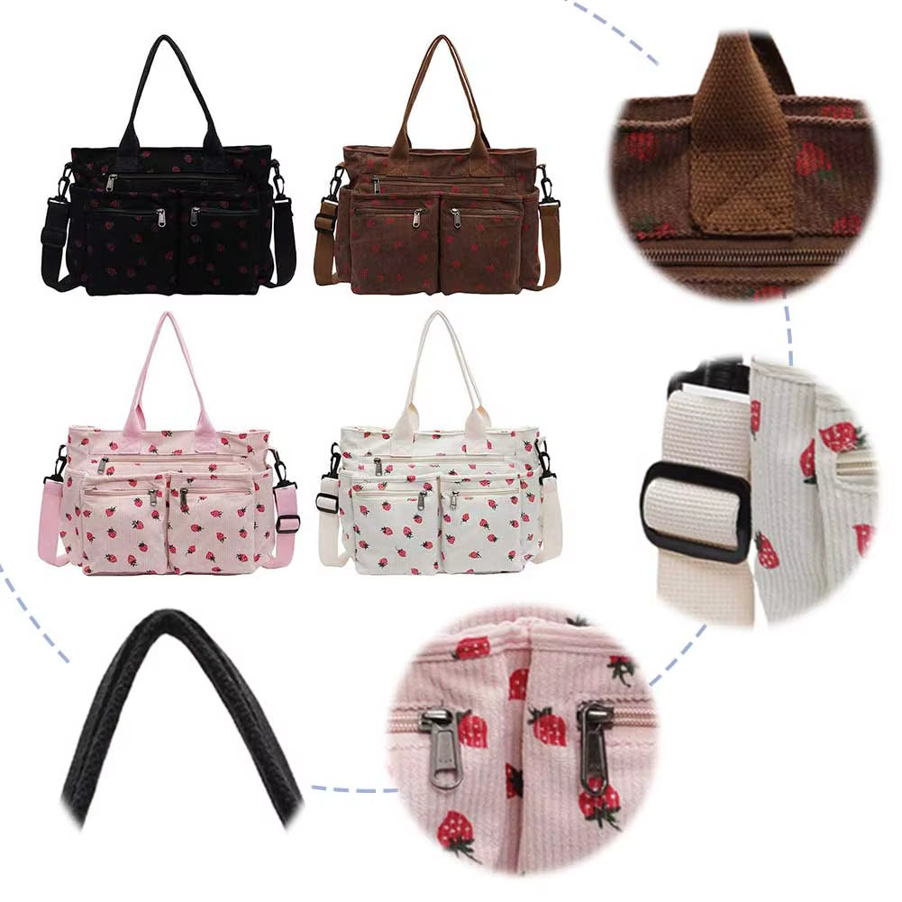 Women Strawberry Shoulder Bag Trendy Commuting Bag Zipper Closure Stylish Crossbody Bag Simple Messenger Bag Outdoor Travel Bag