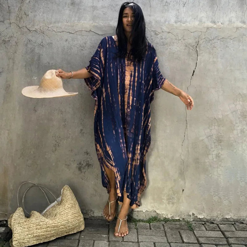 Women’s Beach Kaftan Dress | Half-Sleeve Swimsuit Cover-Up, Plus Size Caftan, Lightweight Bathing Suit Cover-Up for Summer