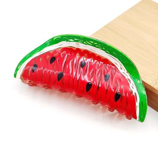 Acrylic Fruit Shark Hair Claw Clip | Cute Summer & Spring Korean Design | Creative Stylish Hair Accessory for Women & Salon Use