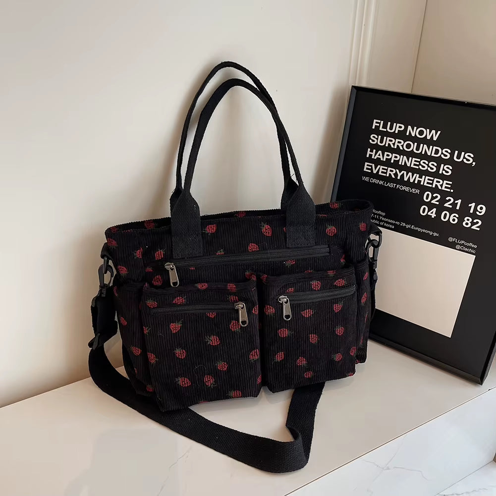 Women Strawberry Shoulder Bag Trendy Commuting Bag Zipper Closure Stylish Crossbody Bag Simple Messenger Bag Outdoor Travel Bag
