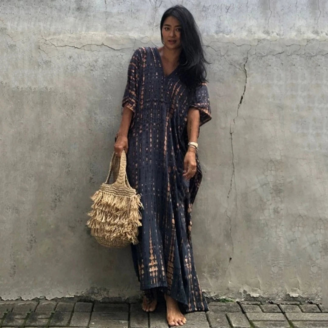 Women’s Beach Kaftan Dress | Half-Sleeve Swimsuit Cover-Up, Plus Size Caftan, Lightweight Bathing Suit Cover-Up for Summer