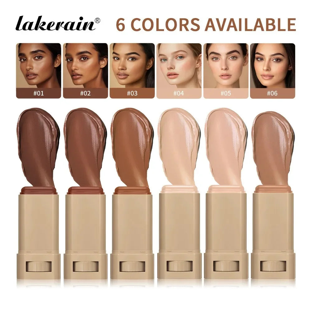 6-Color Tinted Foundation Cream Stick | Waterproof, Long-Lasting, Oil-Control Makeup | Smooth Moisturizing Concealer Balm