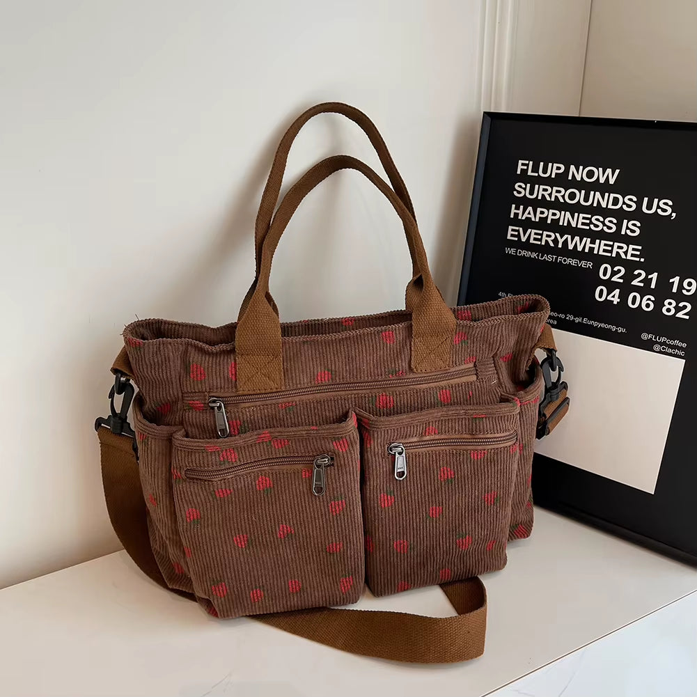 Women Strawberry Shoulder Bag Trendy Commuting Bag Zipper Closure Stylish Crossbody Bag Simple Messenger Bag Outdoor Travel Bag