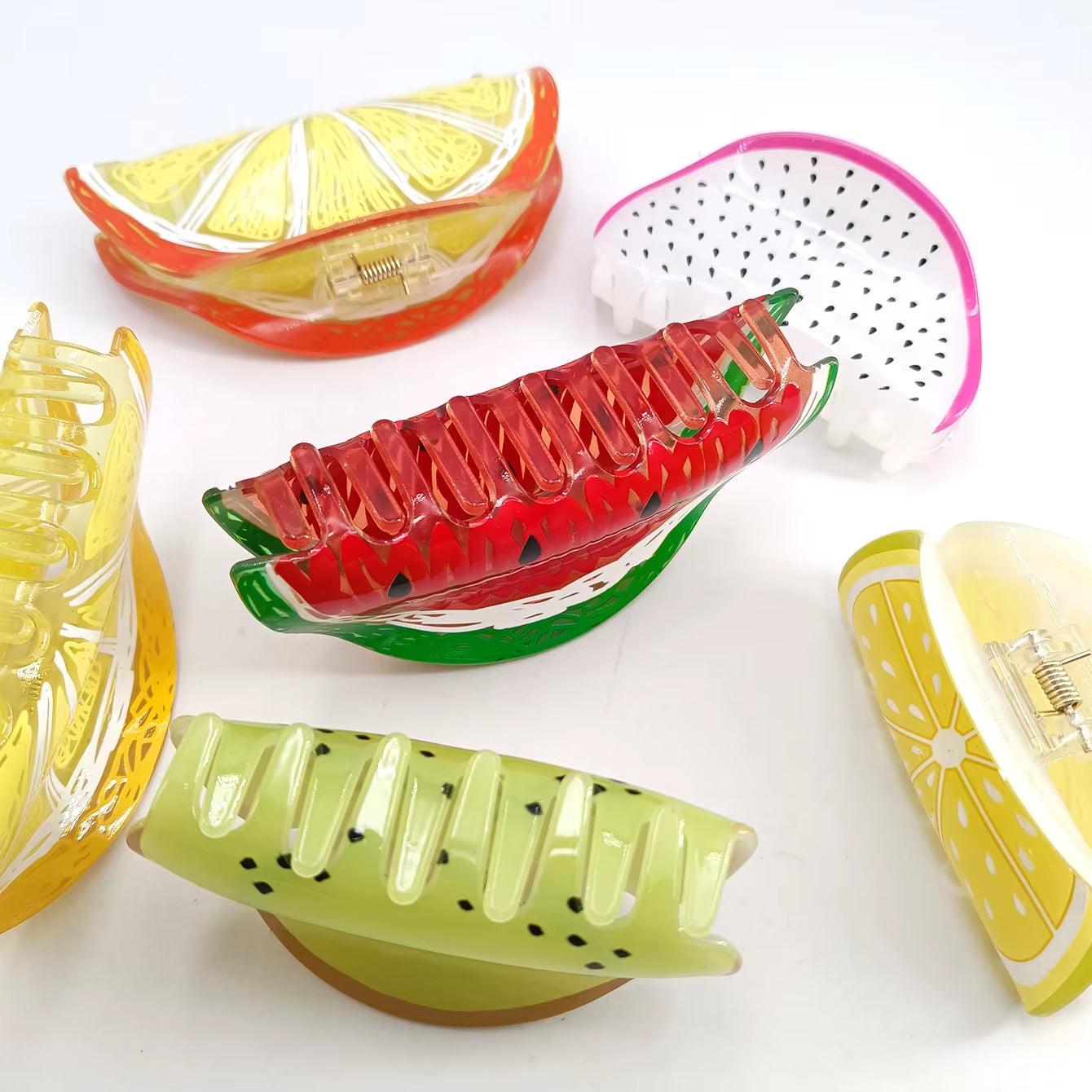 Acrylic Fruit Shark Hair Claw Clip | Cute Summer & Spring Korean Design | Creative Stylish Hair Accessory for Women & Salon Use