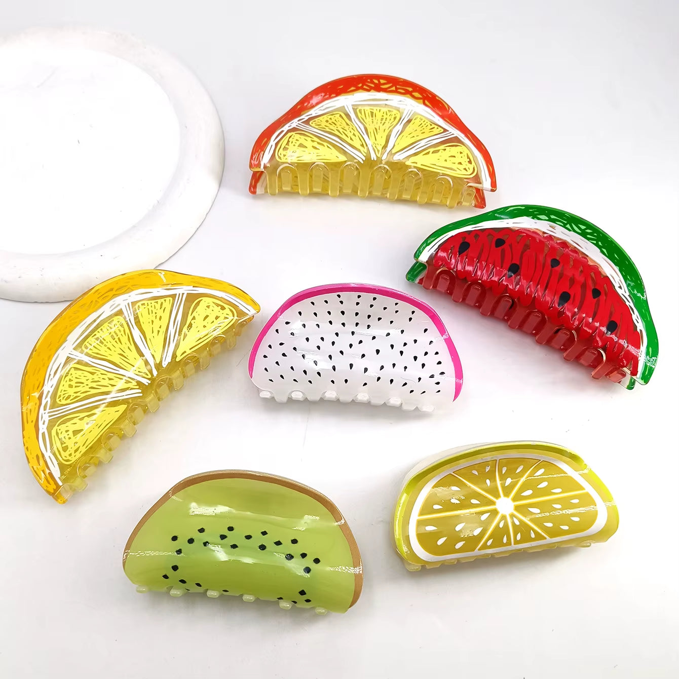 Acrylic Fruit Shark Hair Claw Clip | Cute Summer & Spring Korean Design | Creative Stylish Hair Accessory for Women & Salon Use
