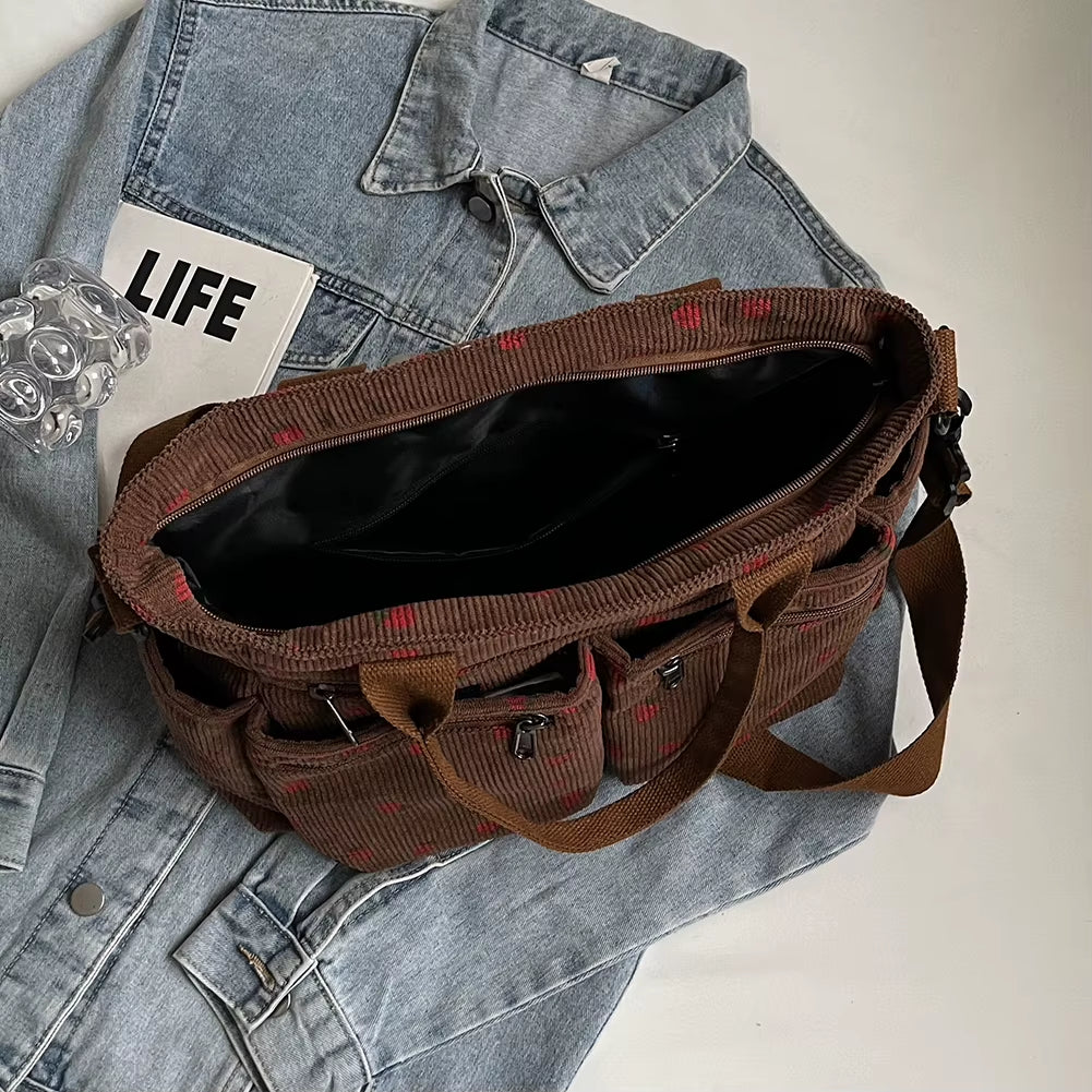 Women Strawberry Shoulder Bag Trendy Commuting Bag Zipper Closure Stylish Crossbody Bag Simple Messenger Bag Outdoor Travel Bag