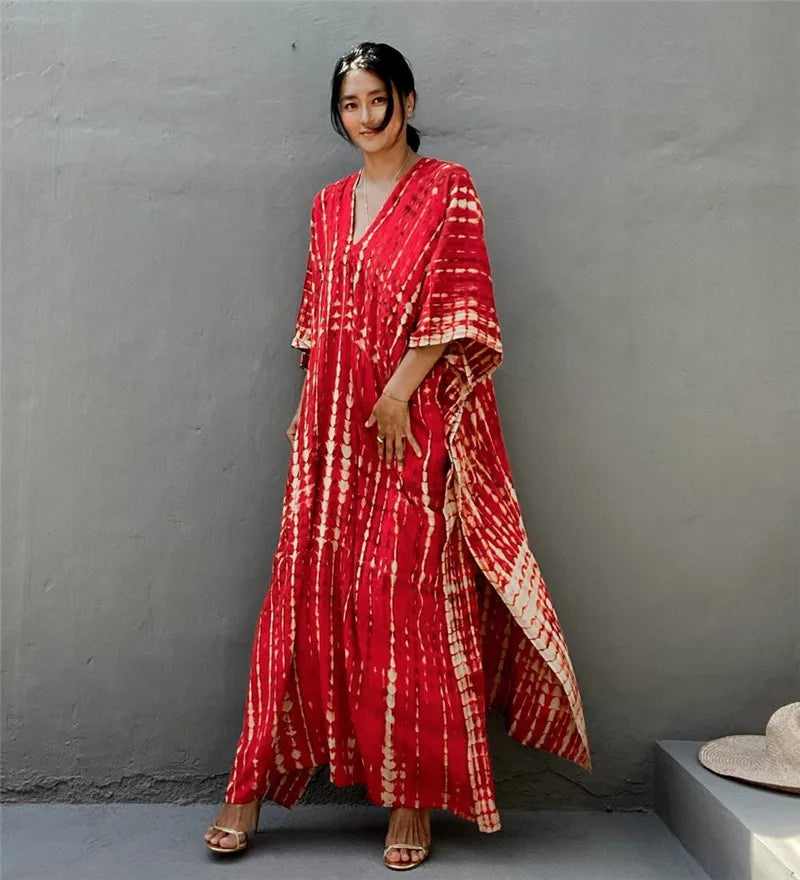 Women’s Beach Kaftan Dress | Half-Sleeve Swimsuit Cover-Up, Plus Size Caftan, Lightweight Bathing Suit Cover-Up for Summer