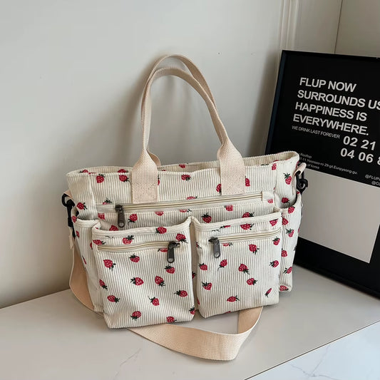 Women Strawberry Shoulder Bag Trendy Commuting Bag Zipper Closure Stylish Crossbody Bag Simple Messenger Bag Outdoor Travel Bag
