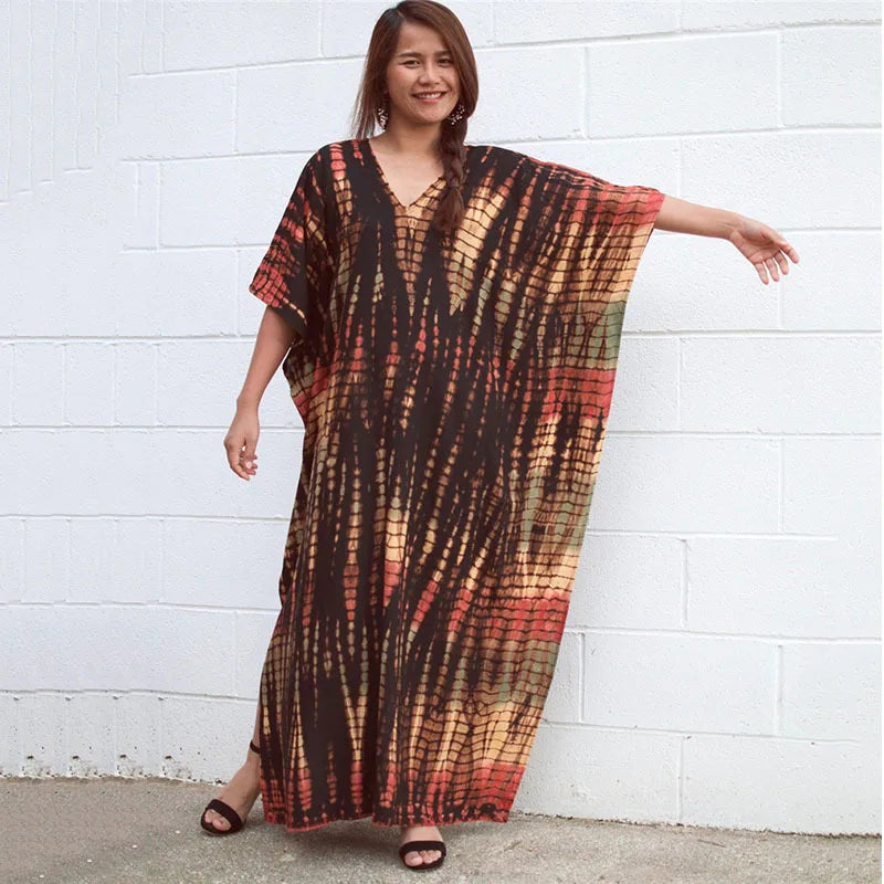 Women’s Beach Kaftan Dress | Half-Sleeve Swimsuit Cover-Up, Plus Size Caftan, Lightweight Bathing Suit Cover-Up for Summer