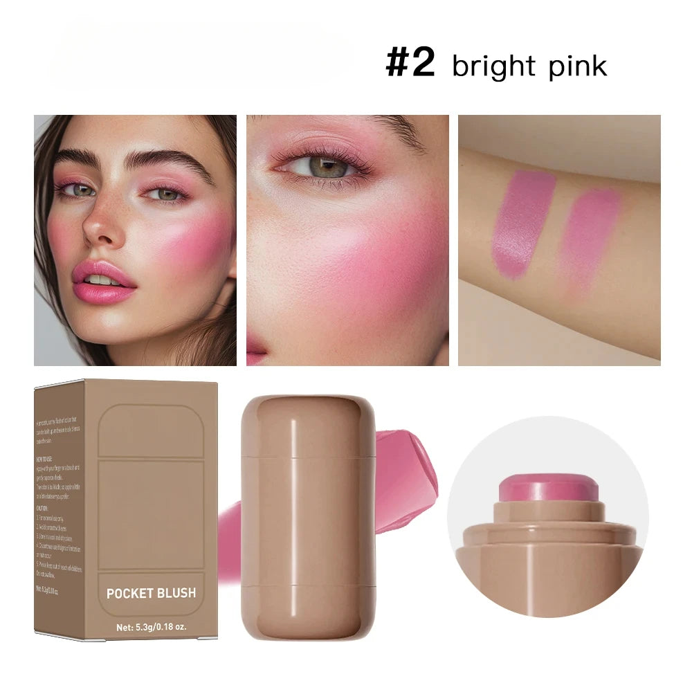 3-in-1 Cheek & Lip Tinted Blush Stick | Waterproof Cream Rouge, Silky Matte Contour & Smooth Moisturizing Makeup