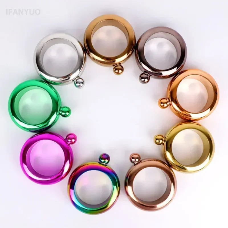 Stainless Steel Bangle Hip Flask with Funnel | 3.5oz Whiskey Bracelet Flask, Elegant Wine Bottle Bangle, Portable Drinkware for Women & Men