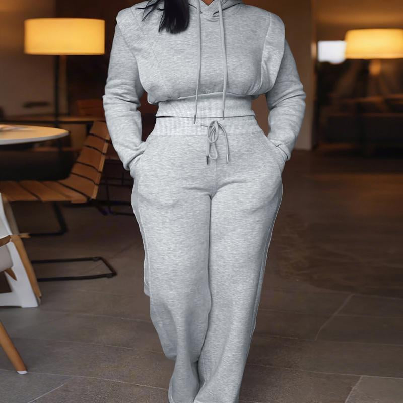 CHICME Hoodie & Wide Leg Sweatpants Set | Cozy 2-Piece Lounge Outfit