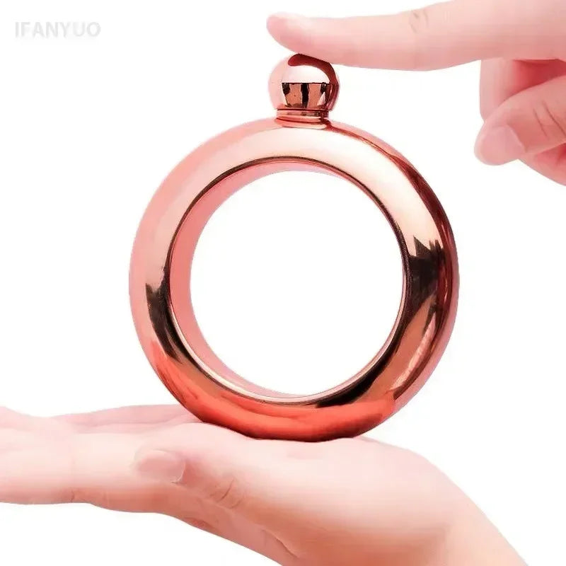 Stainless Steel Bangle Hip Flask with Funnel | 3.5oz Whiskey Bracelet Flask, Elegant Wine Bottle Bangle, Portable Drinkware for Women & Men