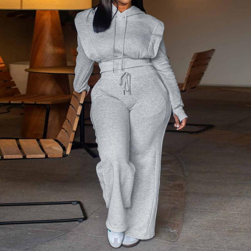 CHICME Hoodie & Wide Leg Sweatpants Set | Cozy 2-Piece Lounge Outfit