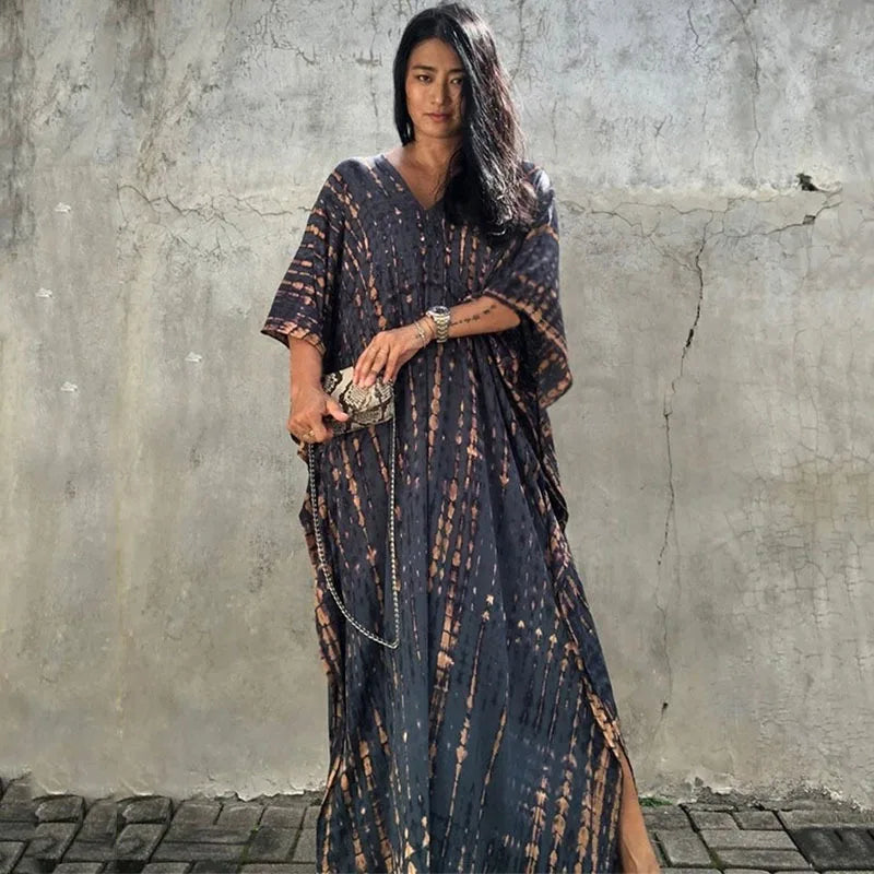 Women’s Beach Kaftan Dress | Half-Sleeve Swimsuit Cover-Up, Plus Size Caftan, Lightweight Bathing Suit Cover-Up for Summer