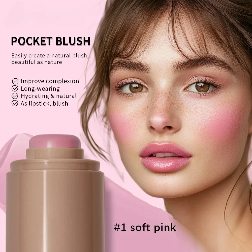 3-in-1 Cheek & Lip Tinted Blush Stick | Waterproof Cream Rouge, Silky Matte Contour & Smooth Moisturizing Makeup