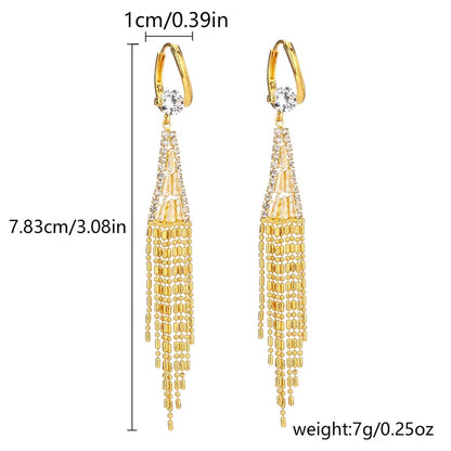 Luxury Zircon Long Tassel Earrings for Women | Exquisite Black Water Drop Earrings | Bridal, Party & Wedding Jewelry Gift