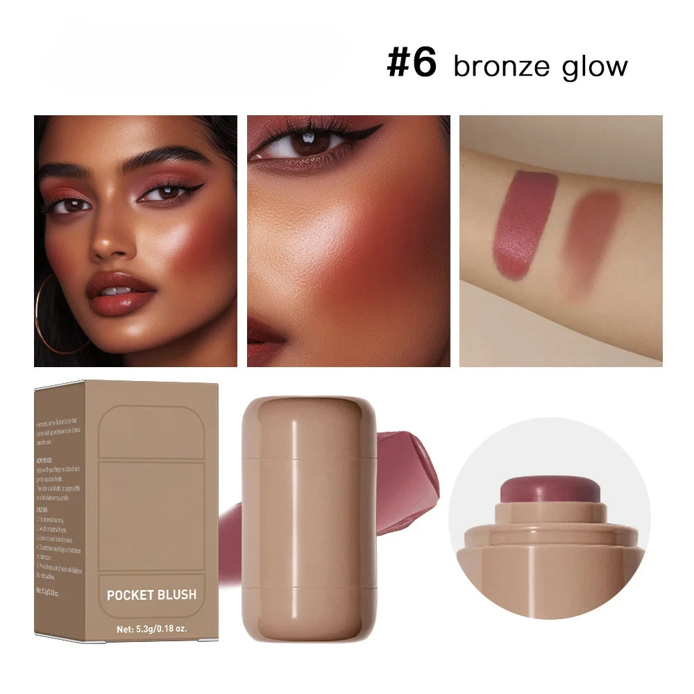 3-in-1 Cheek & Lip Tinted Blush Stick | Waterproof Cream Rouge, Silky Matte Contour & Smooth Moisturizing Makeup