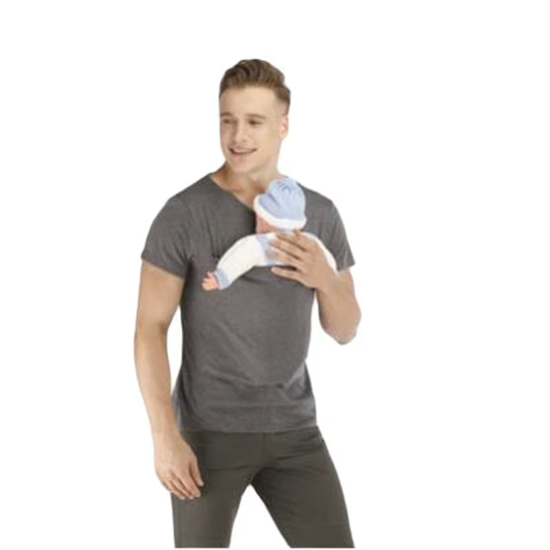 Baby Carrier T-Shirt with Kangaroo Pocket | Unisex Feeding & Pregnancy Shirt for Moms & Dads | Soft Cotton Summer Babywearing Tee