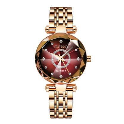 Luxury Quartz Watches for Women 2023 | Ocean Heart Starry Sky Diamond Dial | Stainless Steel Waterproof Fashion Wristwatch