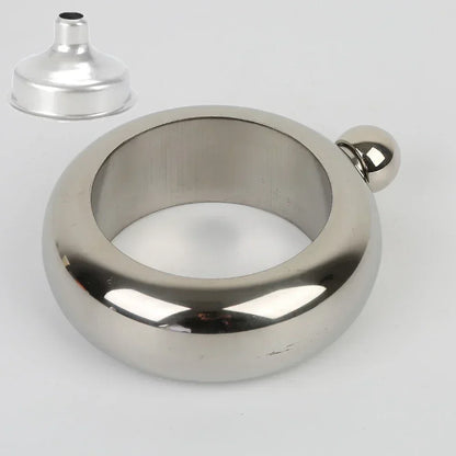 Stainless Steel Bangle Hip Flask with Funnel | 3.5oz Whiskey Bracelet Flask, Elegant Wine Bottle Bangle, Portable Drinkware for Women & Men