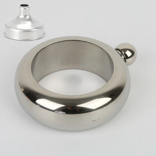 Stainless Steel Bangle Hip Flask with Funnel | 3.5oz Whiskey Bracelet Flask, Elegant Wine Bottle Bangle, Portable Drinkware for Women & Men