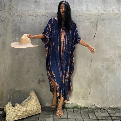 Women’s Beach Kaftan Dress | Half-Sleeve Swimsuit Cover-Up, Plus Size Caftan, Lightweight Bathing Suit Cover-Up for Summer