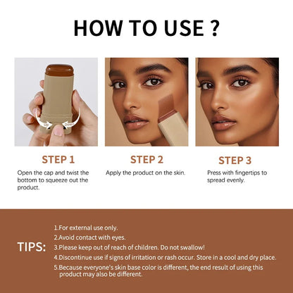 6-Color Tinted Foundation Cream Stick | Waterproof, Long-Lasting, Oil-Control Makeup | Smooth Moisturizing Concealer Balm