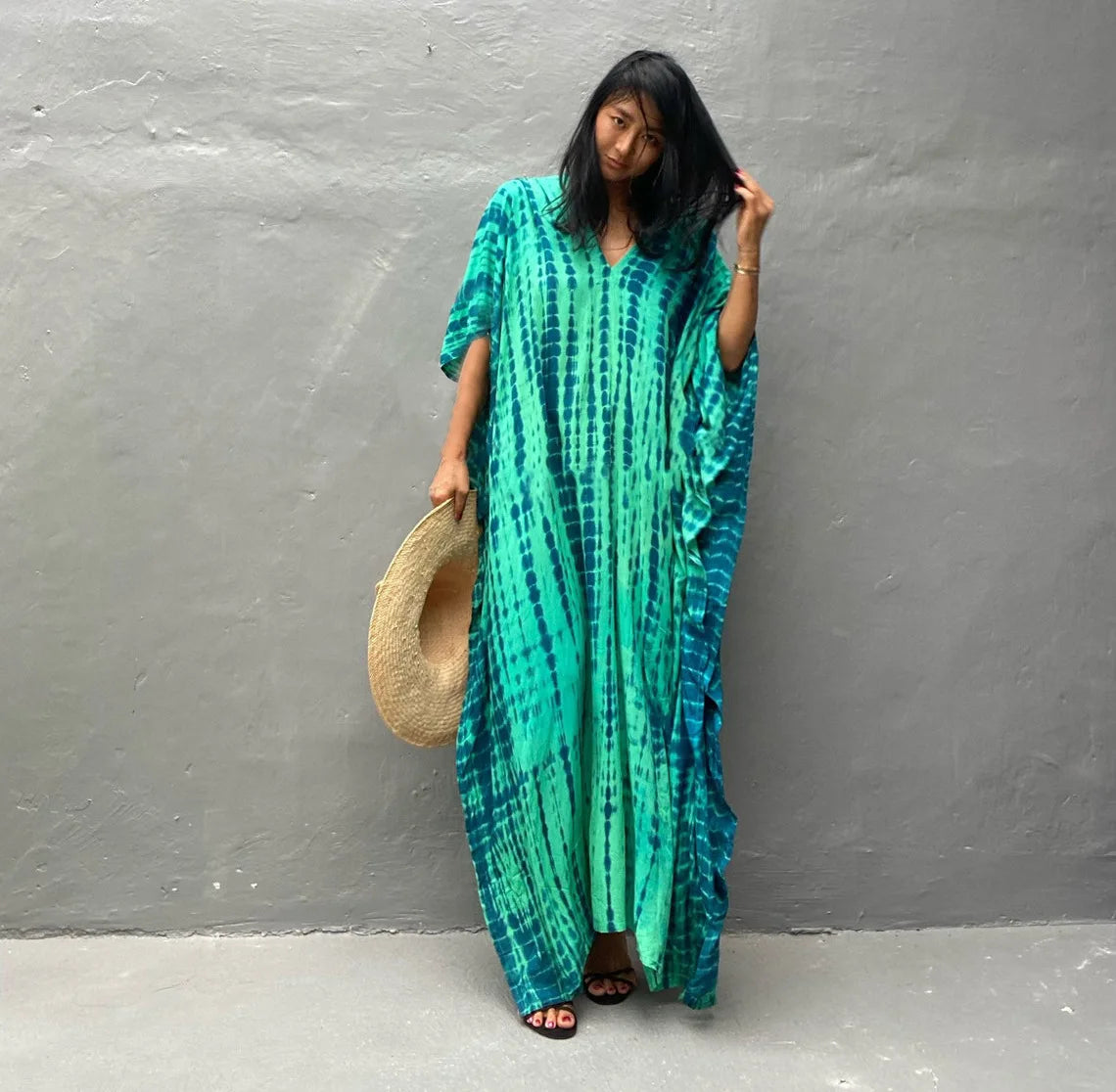 Women’s Beach Kaftan Dress | Half-Sleeve Swimsuit Cover-Up, Plus Size Caftan, Lightweight Bathing Suit Cover-Up for Summer