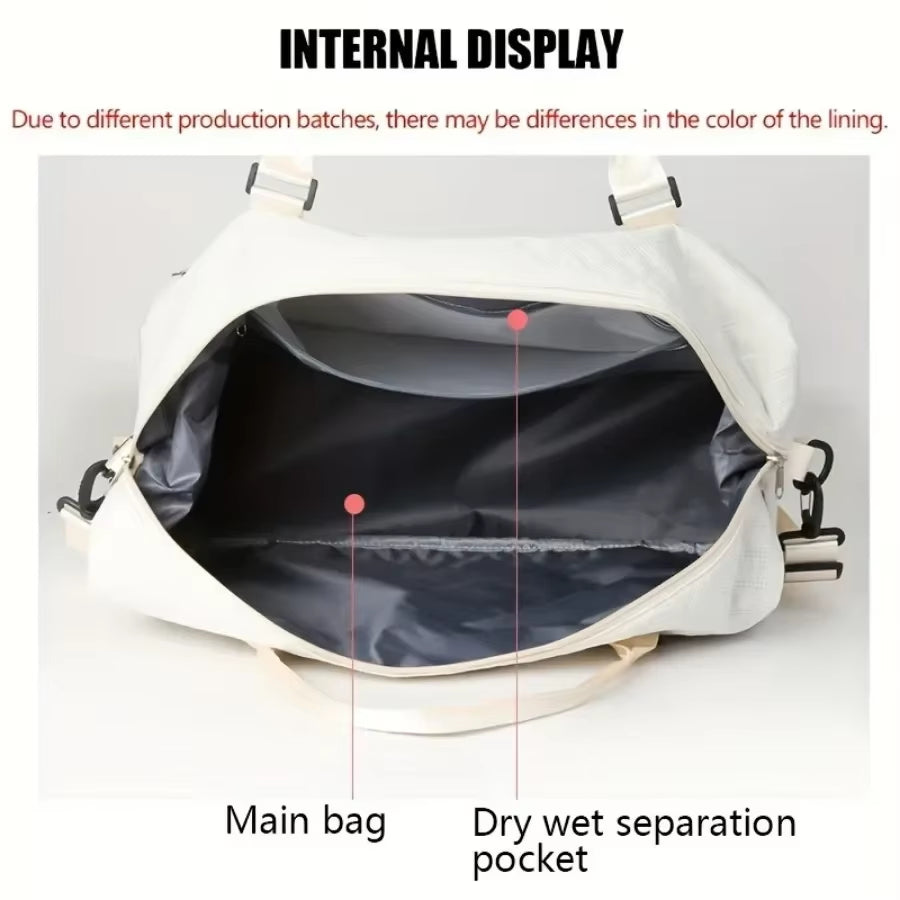2Pcs Travel Duffel Bag Set with Shoe Compartment & Cosmetic Pouch | Large-Capacity Nylon Gym Bag, Weekend & Overnight Carry-On