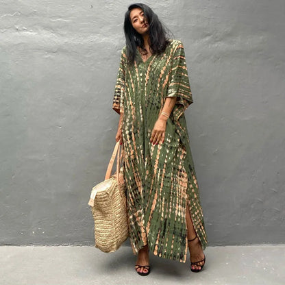 Women’s Beach Kaftan Dress | Half-Sleeve Swimsuit Cover-Up, Plus Size Caftan, Lightweight Bathing Suit Cover-Up for Summer