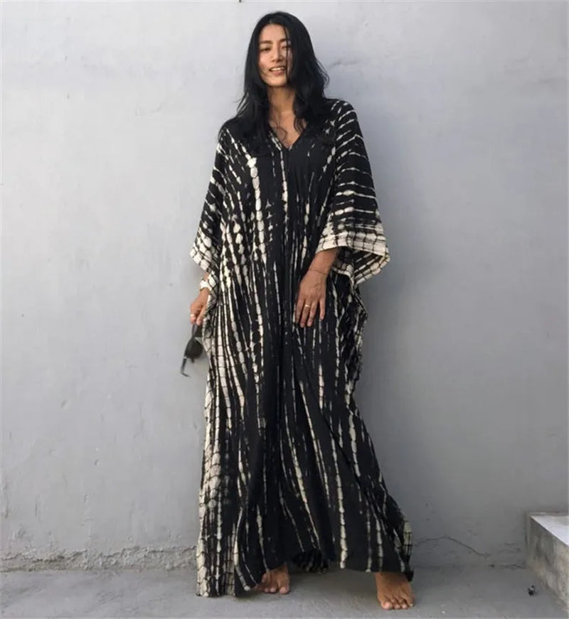 Women’s Beach Kaftan Dress | Half-Sleeve Swimsuit Cover-Up, Plus Size Caftan, Lightweight Bathing Suit Cover-Up for Summer