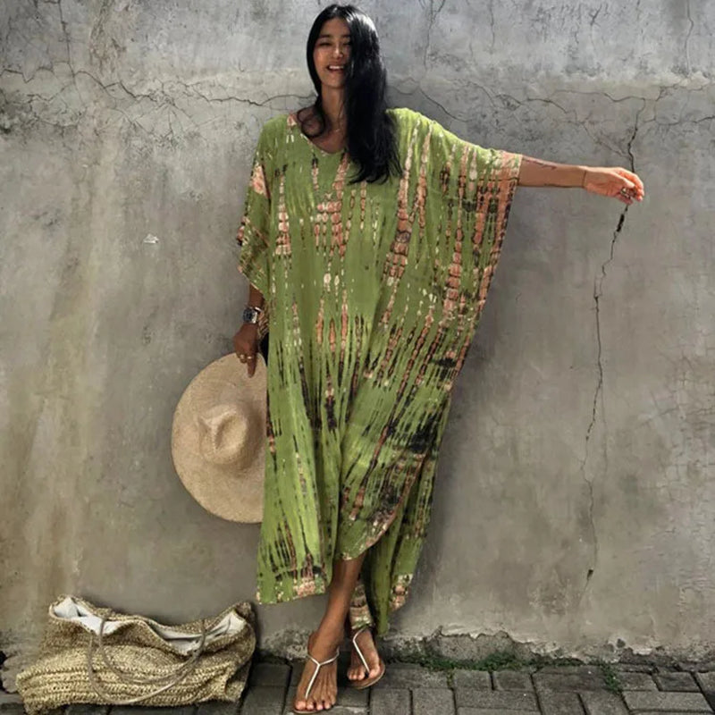 Women’s Beach Kaftan Dress | Half-Sleeve Swimsuit Cover-Up, Plus Size Caftan, Lightweight Bathing Suit Cover-Up for Summer