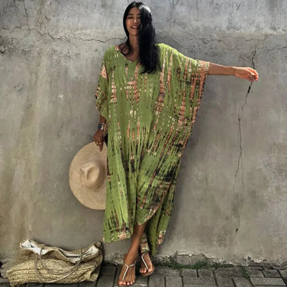Women’s Beach Kaftan Dress | Half-Sleeve Swimsuit Cover-Up, Plus Size Caftan, Lightweight Bathing Suit Cover-Up for Summer