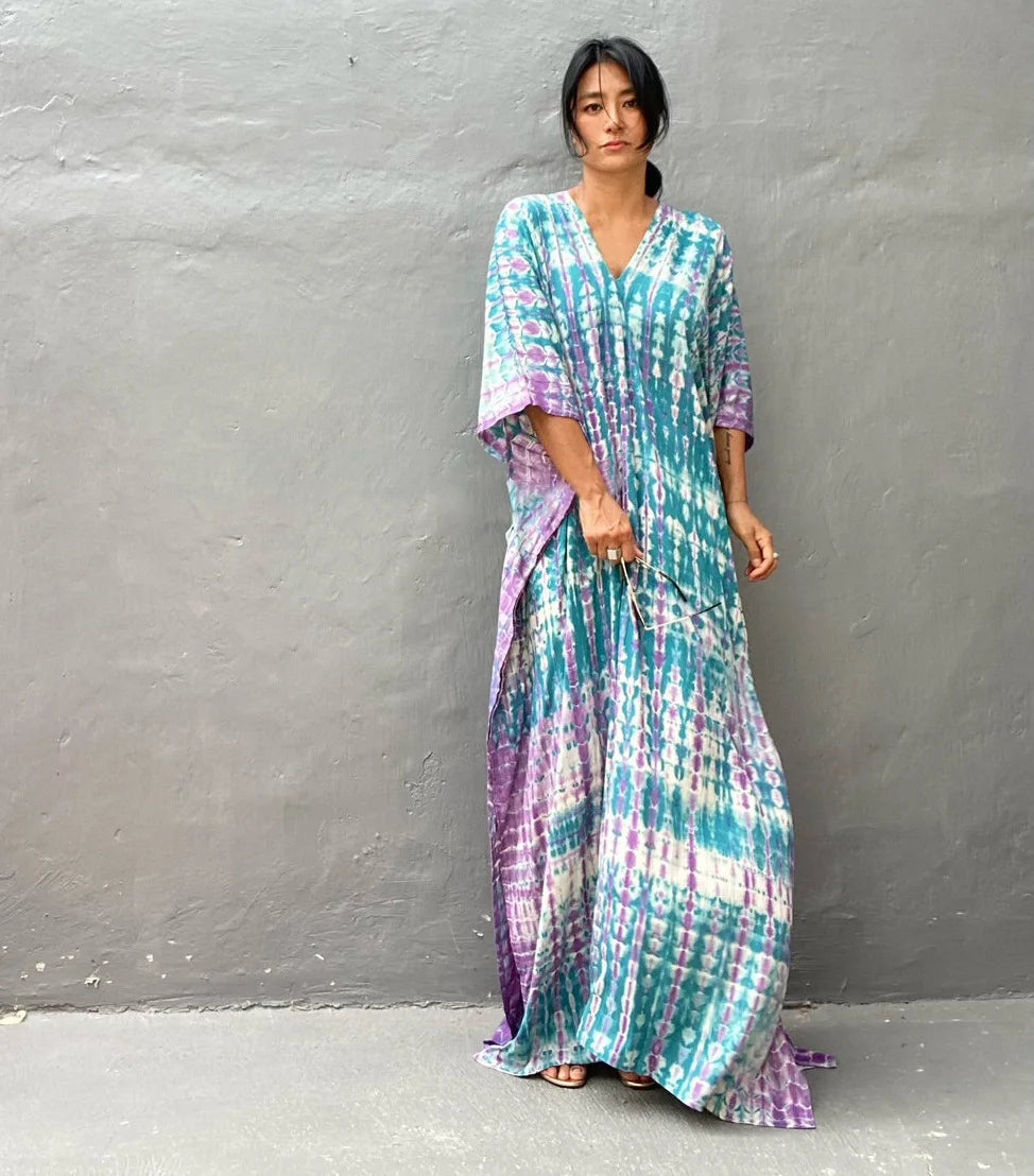 Women’s Beach Kaftan Dress | Half-Sleeve Swimsuit Cover-Up, Plus Size Caftan, Lightweight Bathing Suit Cover-Up for Summer