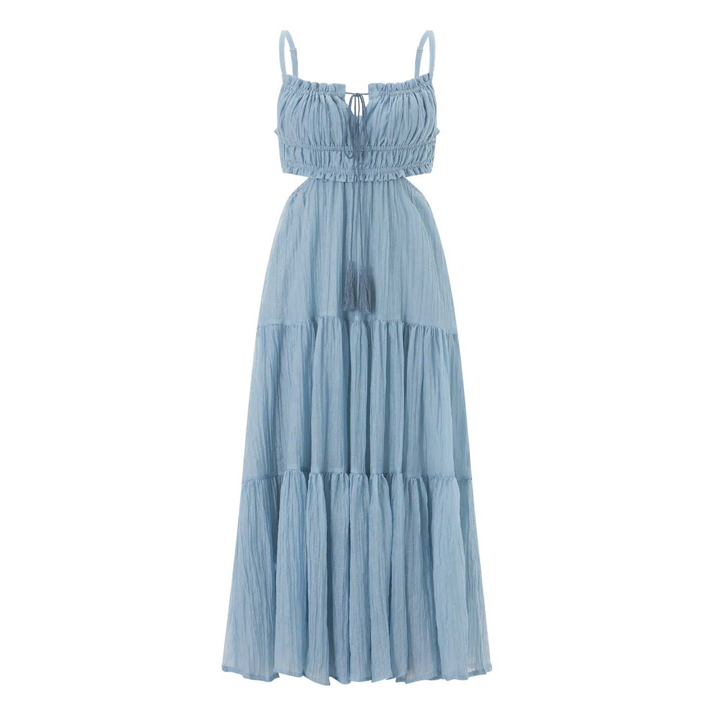 Summer Boho Maxi Dress for Women | Flowy A-Line Sundress with Spaghetti Straps, Ruffle Hem & Backless Cut-Out | Casual, Party & Holiday Outfit