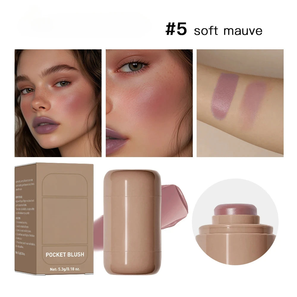 3-in-1 Cheek & Lip Tinted Blush Stick | Waterproof Cream Rouge, Silky Matte Contour & Smooth Moisturizing Makeup