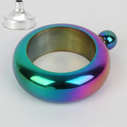 Stainless Steel Bangle Hip Flask with Funnel | 3.5oz Whiskey Bracelet Flask, Elegant Wine Bottle Bangle, Portable Drinkware for Women & Men