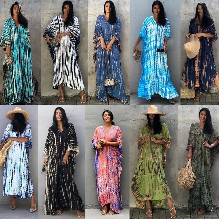 Women’s Beach Kaftan Dress | Half-Sleeve Swimsuit Cover-Up, Plus Size Caftan, Lightweight Bathing Suit Cover-Up for Summer