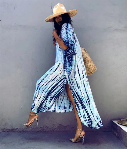 Women’s Beach Kaftan Dress | Half-Sleeve Swimsuit Cover-Up, Plus Size Caftan, Lightweight Bathing Suit Cover-Up for Summer