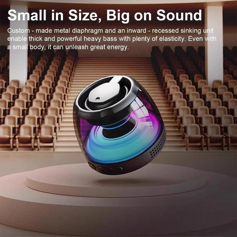 Joytutus Magnetic Bluetooth Speaker – Portable Wireless Outdoor Sound System with RGB Lights, TF Card Slot, 360° Audio, Dustproof, Compact Design – Black Metal